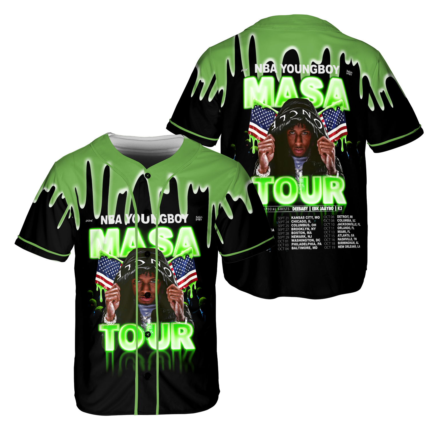 NBA Youngboy Masa Tour Baseball Jersey - Youngboy Fan Shirt
