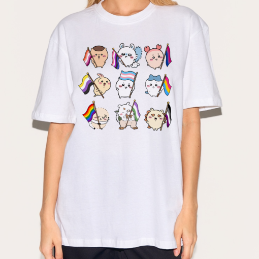 Cute Chiikawa Usagi Hachiware Momonga Pride Flags Shirt, Cute Japanese Anime Manga Inspired Shirt