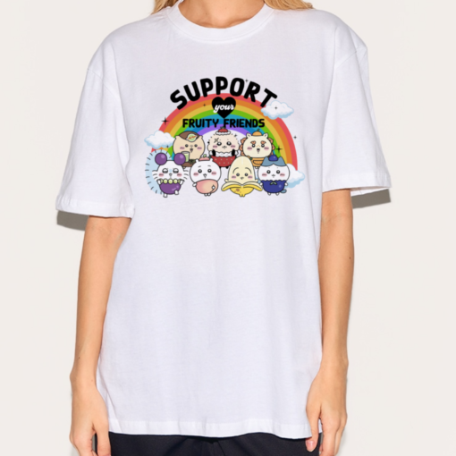 Cute Chiikawa Usagi Hachiware Momonga Pride Fruity Shirt, Cute Japanese Anime Manga Inspired Shirt