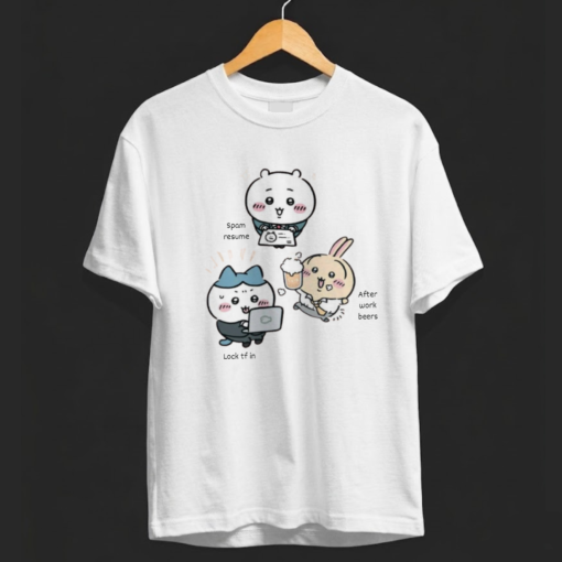 Cute Chiikawa Usagi Hachiware Office Life Shirt, Cute Japanese Anime Manga Inspired Shirt