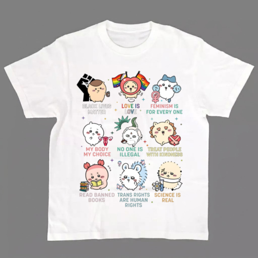 Cute Chiikawa Usagi Hachiware Momonga Human Rights Shirt