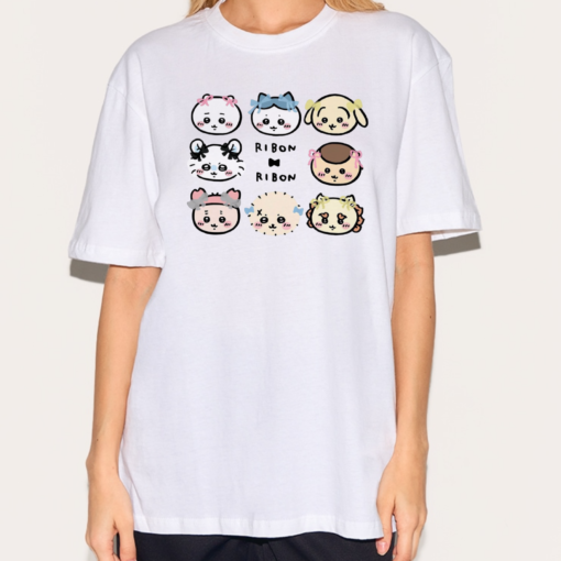 Cute Chiikawa Usagi Hachiware Momonga Rakko Ribon Shirt